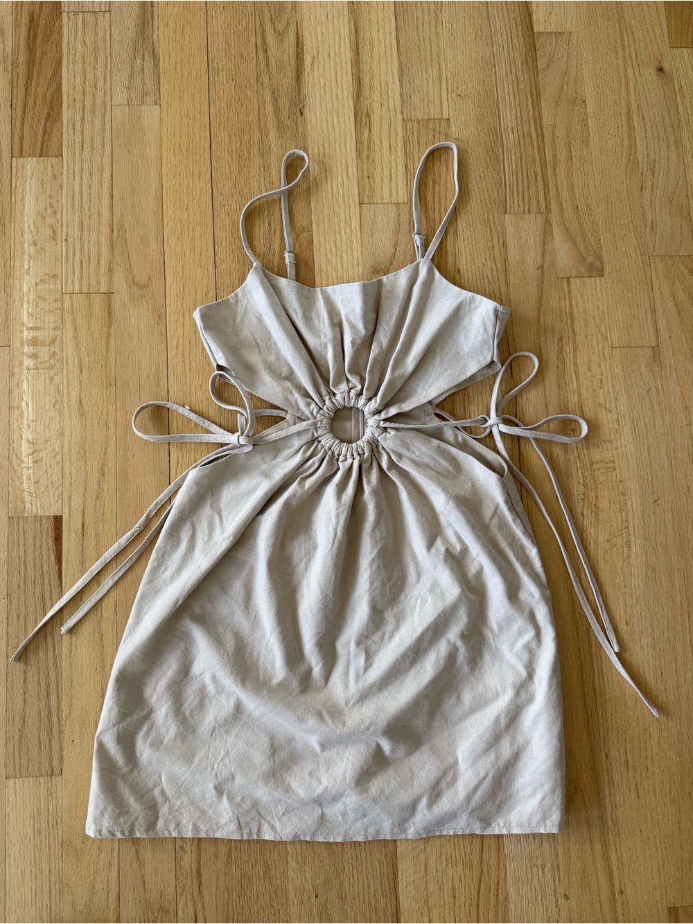 Misguided Beige Cutout Tie-Side Mini Dress